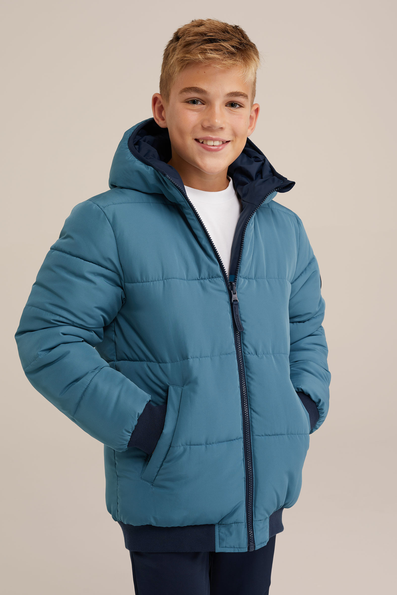 Jongens reversible jas met capuchon WE Fashion Blauw