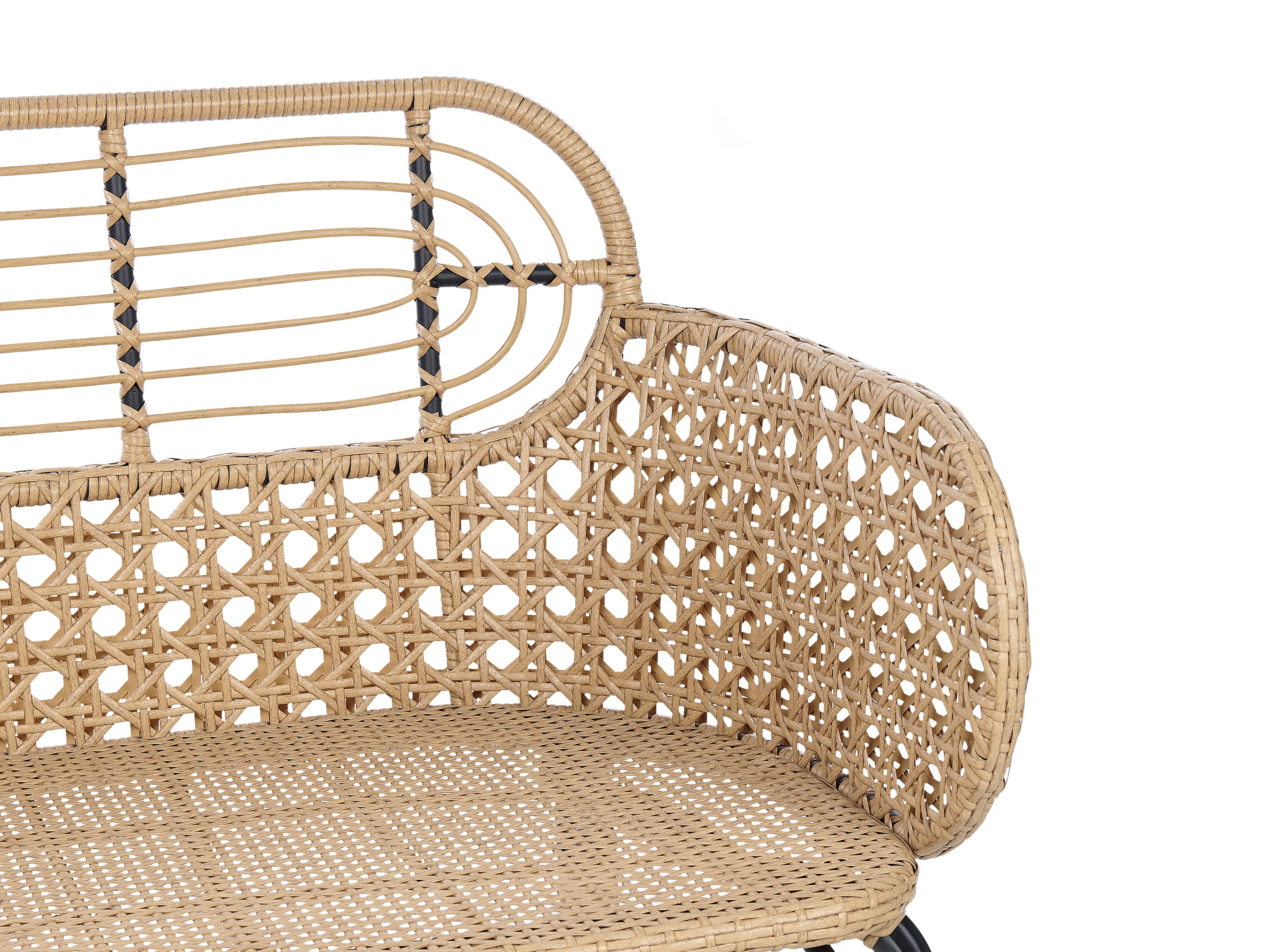 Tuinbank met zitkussen PRATELLO 122 cm PE rotan Natuurlijk