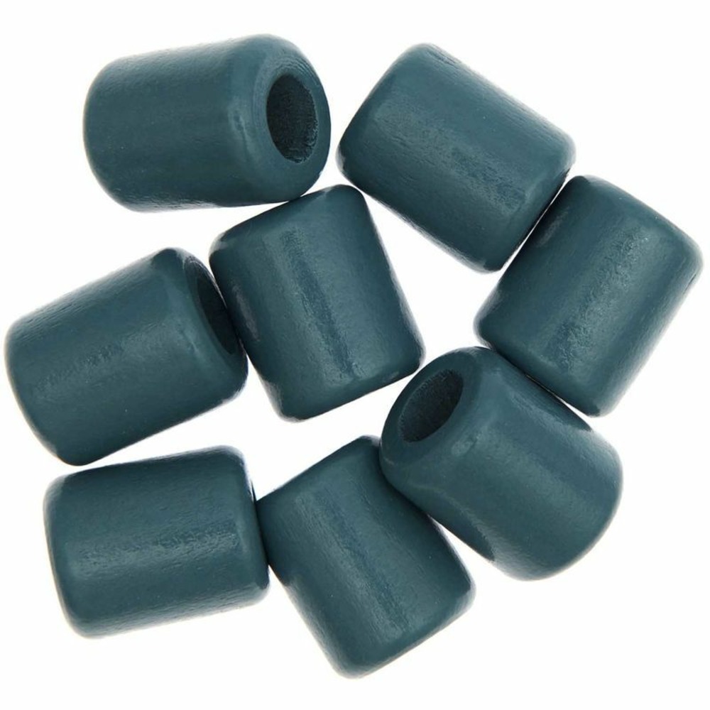 8 perles cylindriques - bois pétrole - 20 mm