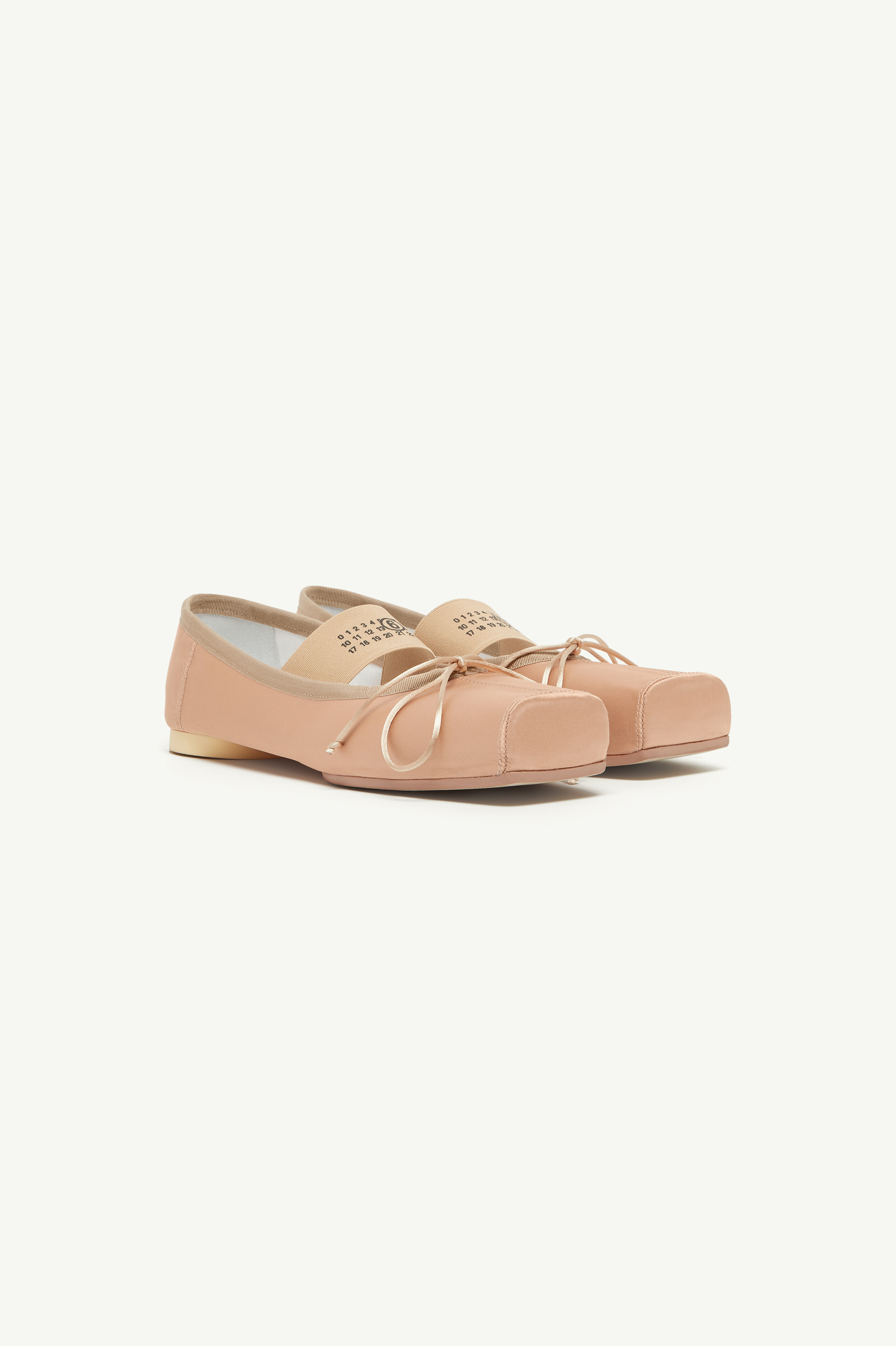 Brown Satin Elastic Ballet Flats Brun