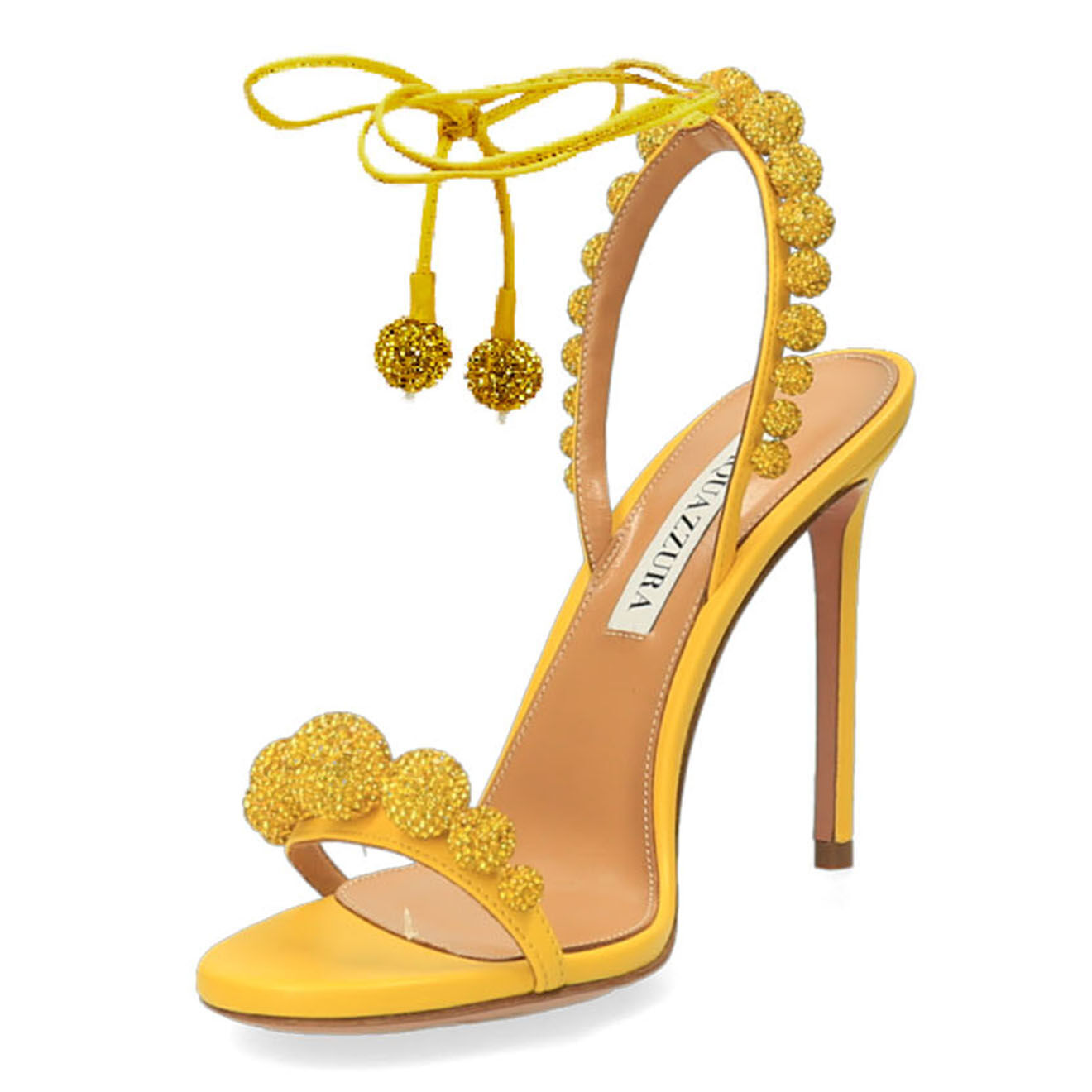 Aquazzura Sandales en Cuir Disco Dancer jaunes - Talon 10.5 cm