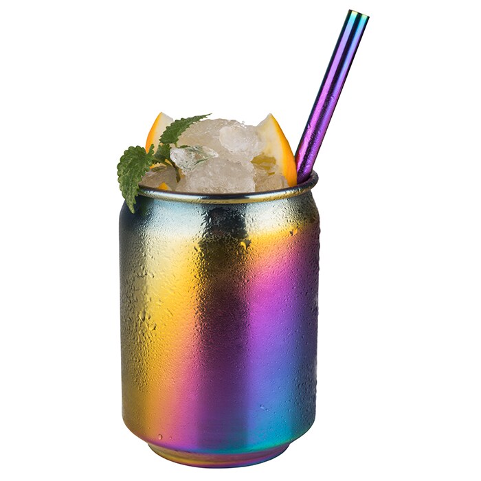 APS 4er Set Cocktail Becher 350 ml Regenbogen-Look, Edelstahl