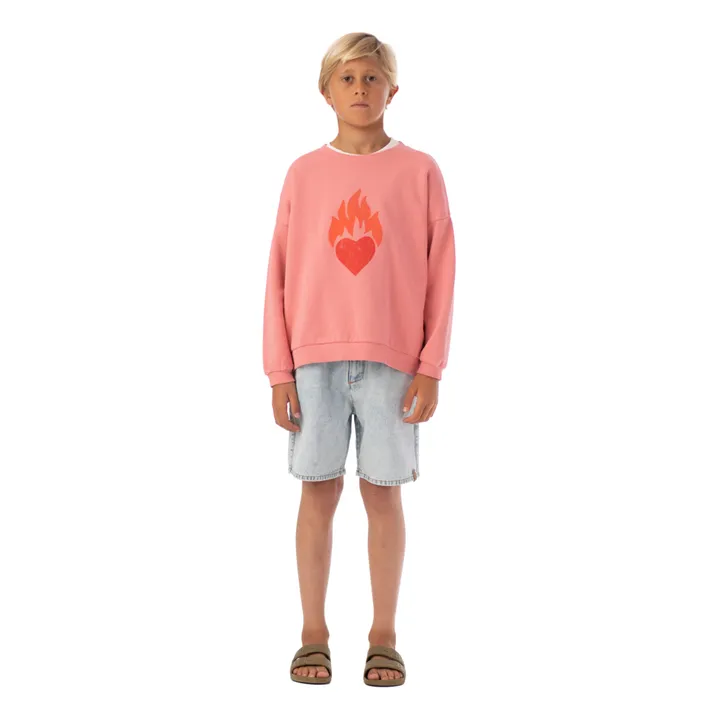 Piupiuchick Sweat Cœur Coton Bio | Rose
