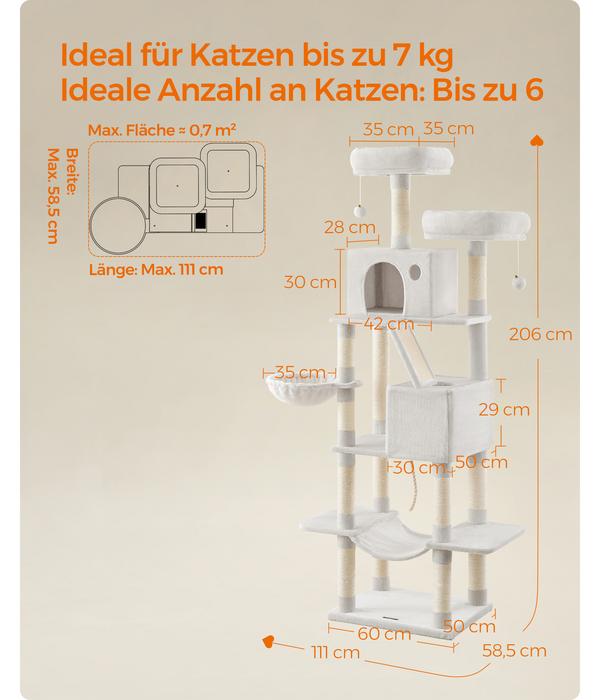 Feandrea Kratzbaum XXL, ca. B60/H206/T50 cm