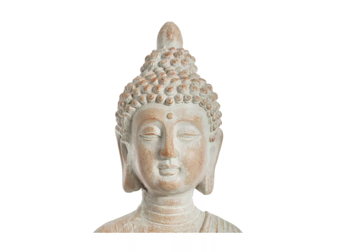 Objet décoratif Bouddha en résine effet blanchie H 43 cm