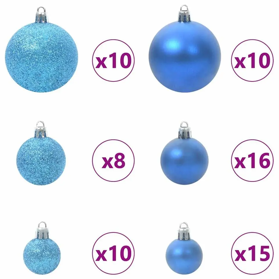 vidaXL - 120-delige Kerstballenset met 300 LED - Blauw - Kunststof