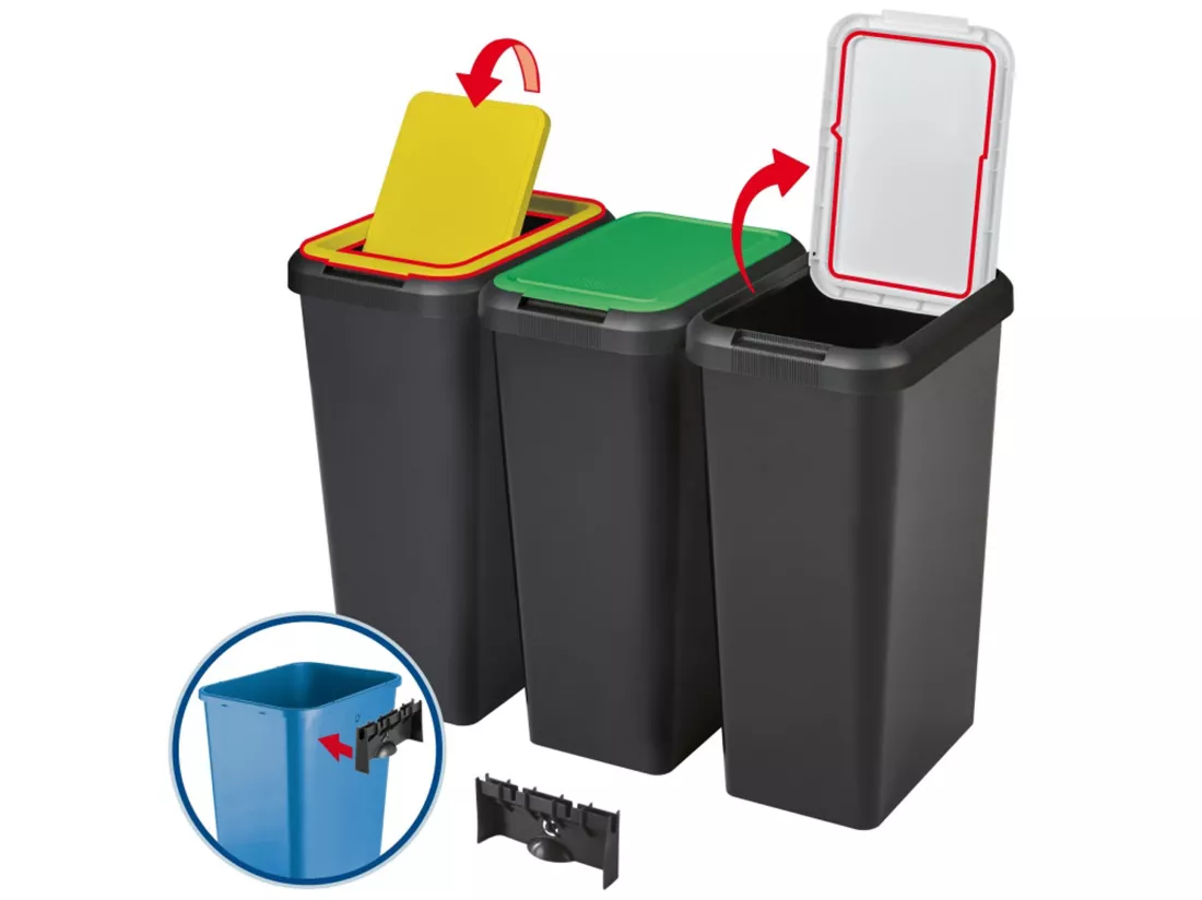 Corbeille Touch&lift 45 litres noir avec couvercle jaune 29,2x59,6x39,2