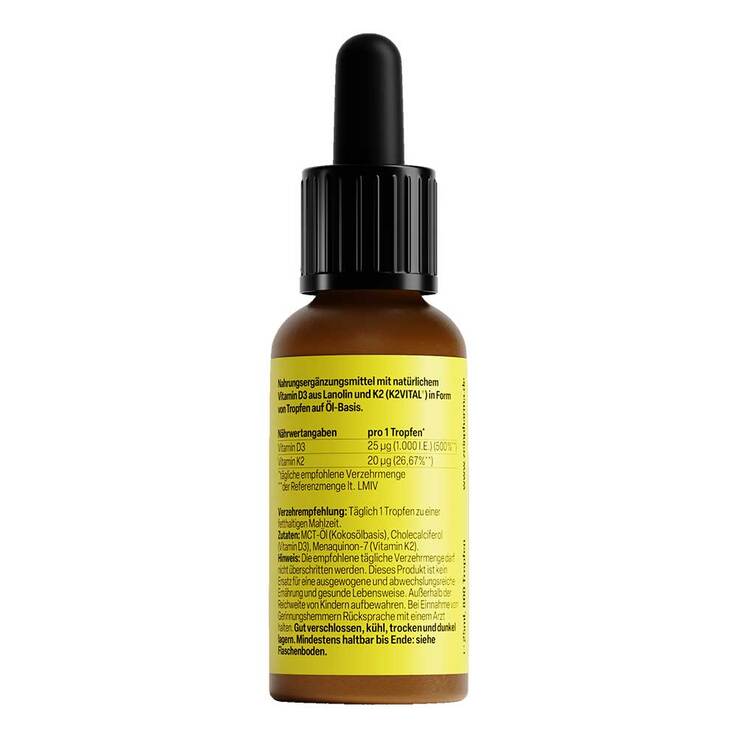 Vitamin D3 + K2 MK-7 Tropfen hochdosiert, 25 ml