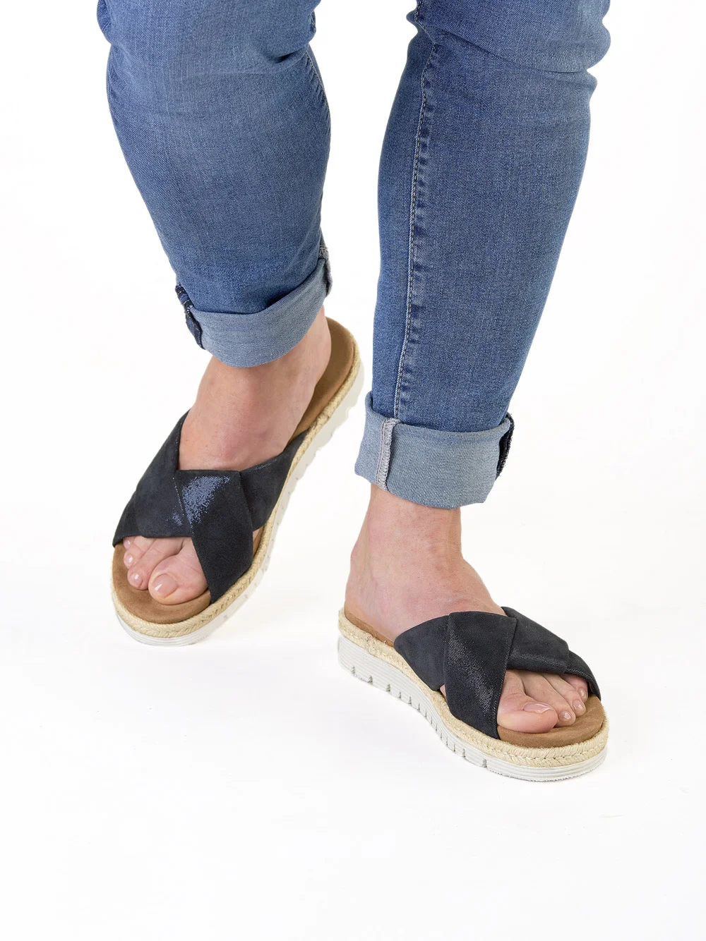 Pantolette Jamaika blau