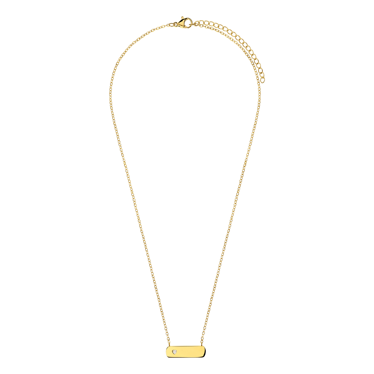 Gerecycled stalen goldplated ketting met bar hanger