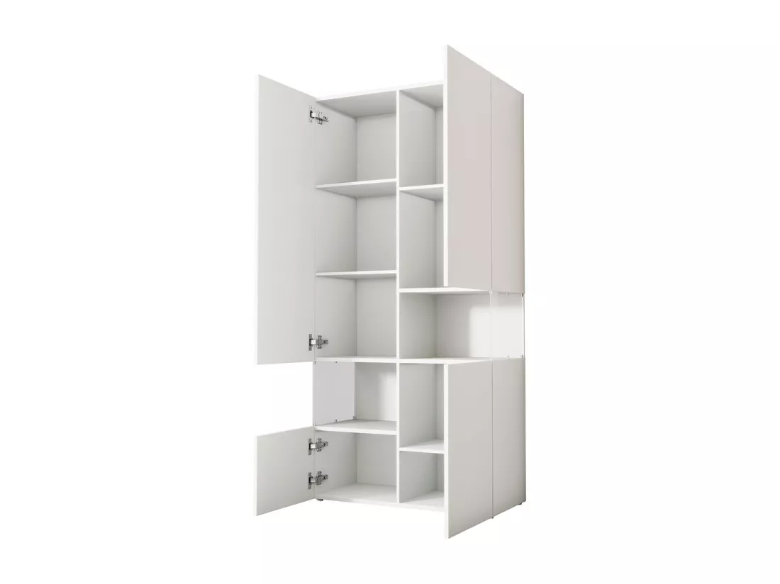 Vitrine avec éclairage LED armoire haute en acrylique transparent vitrines sur pied armoire polyvalente Blanc
