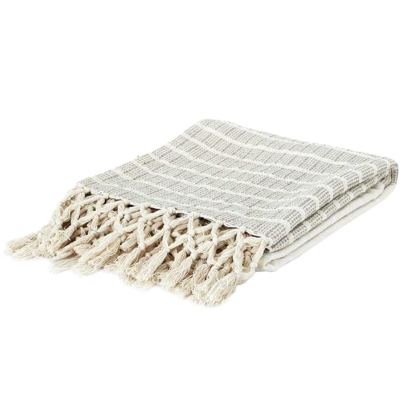 Home Deco Factory Plaid imprimé beige/blanc - 130 cm