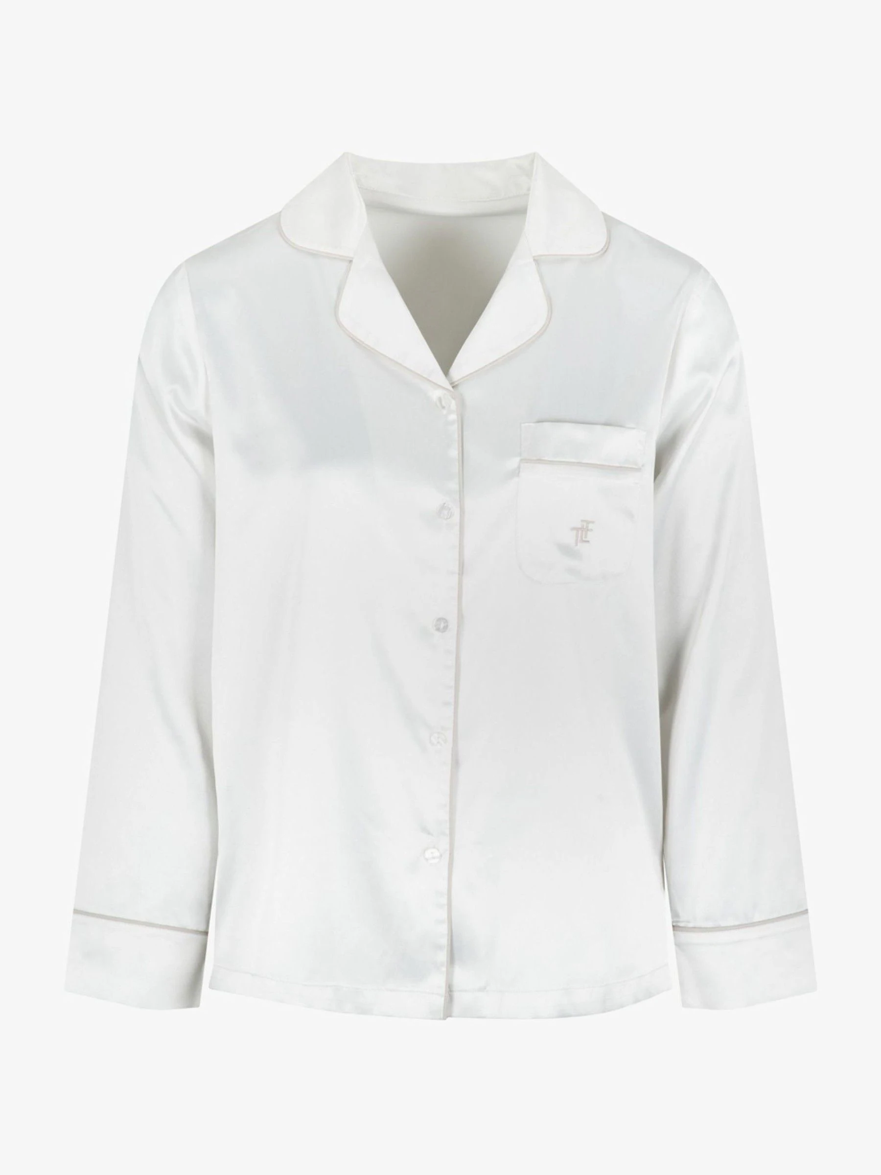 Crème - The Little Tailor Satijnen Pyjama met Knoopsluiting voor Kerstmis