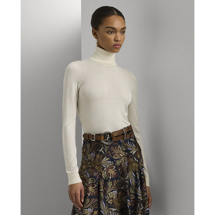 Lauren Ralph Lauren MODAL SILK NYLON-LS SWEATER Mascarpone cream