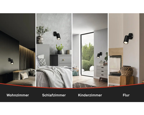 Plafondspot, 1-lichts, L 18 cm, zwart