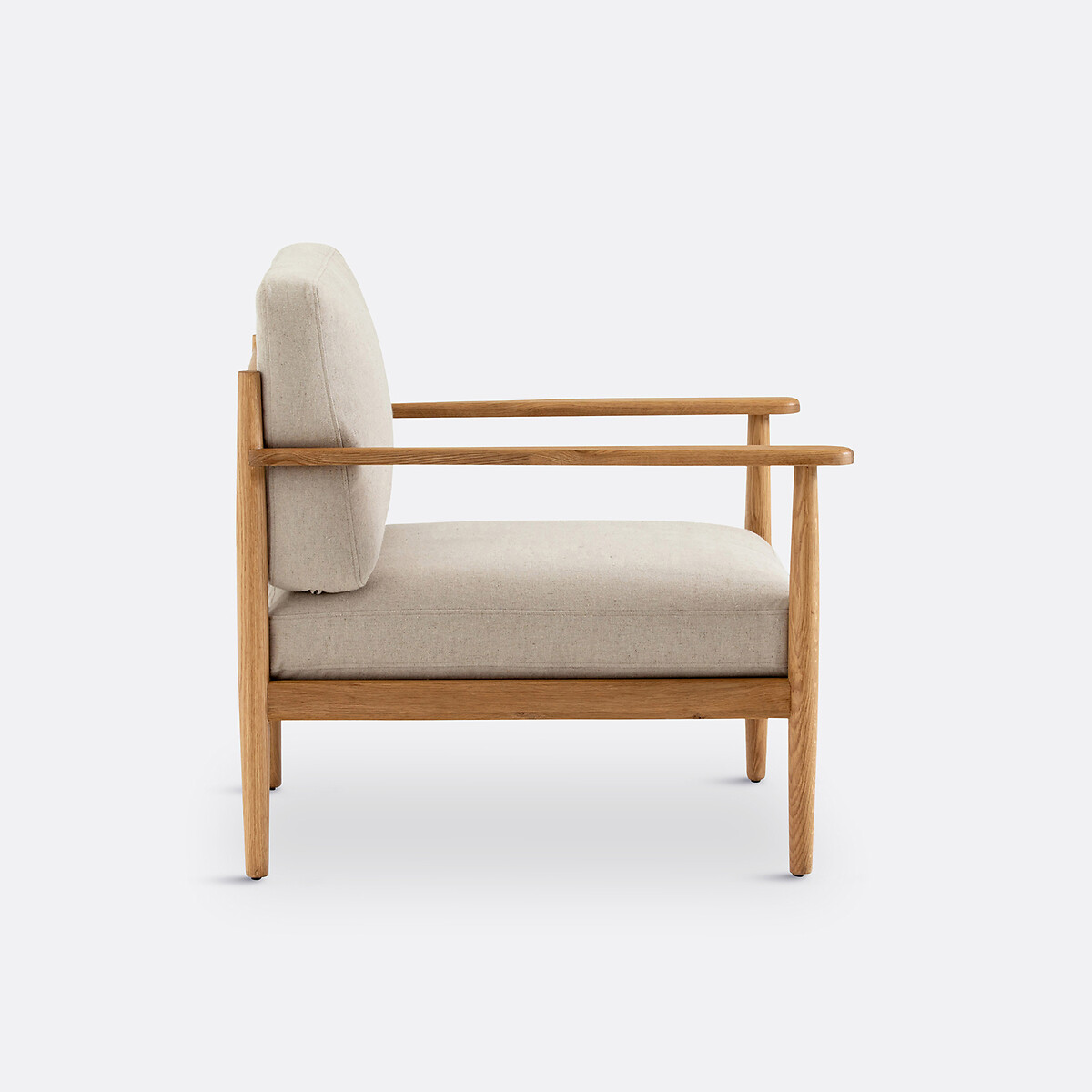 LA REDOUTE INTERIEURS<br>Poltrona vintage em carvalho e algodão/linho, Malora