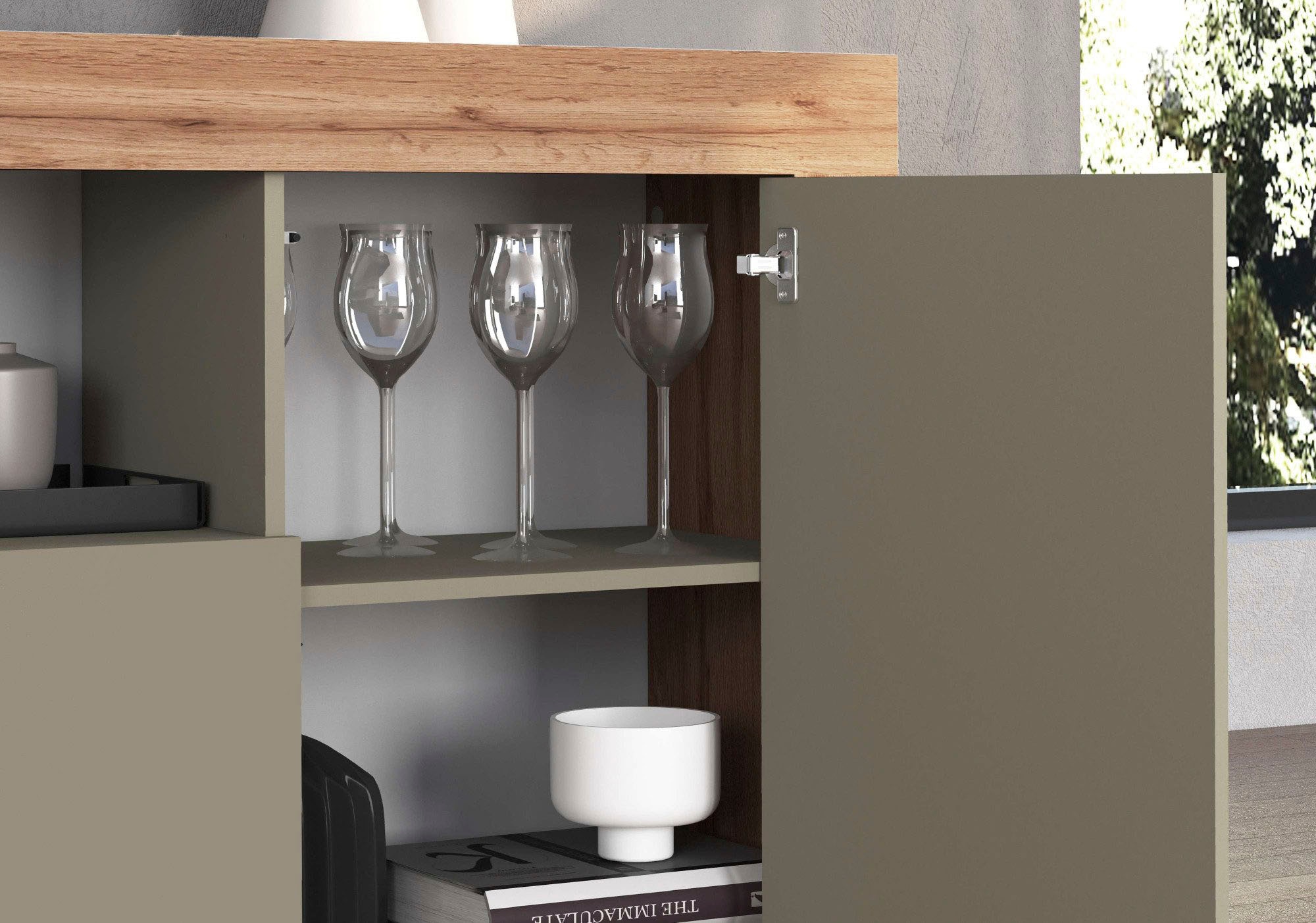 INOSIGN Sideboard »CHRONOS Breite 200 cm  mit 4 Türen, 2 offene und 8 geschlossene Fächer« 1 Stk. tlg. Sideboard,Kommode, Schrank, Grifflos mit Push to Open, Made in Italy
