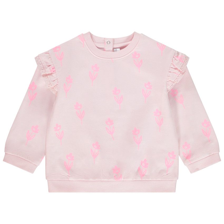 Sweat molleton oversize imprimé fleurs pour bébé fille - Rose
