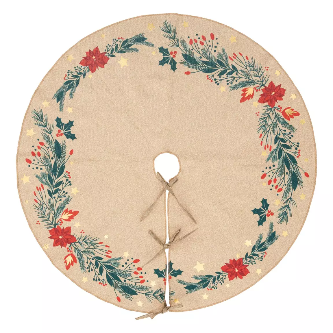 Tapis de sapin rond (D90 cm) Poinsettia de Noël
