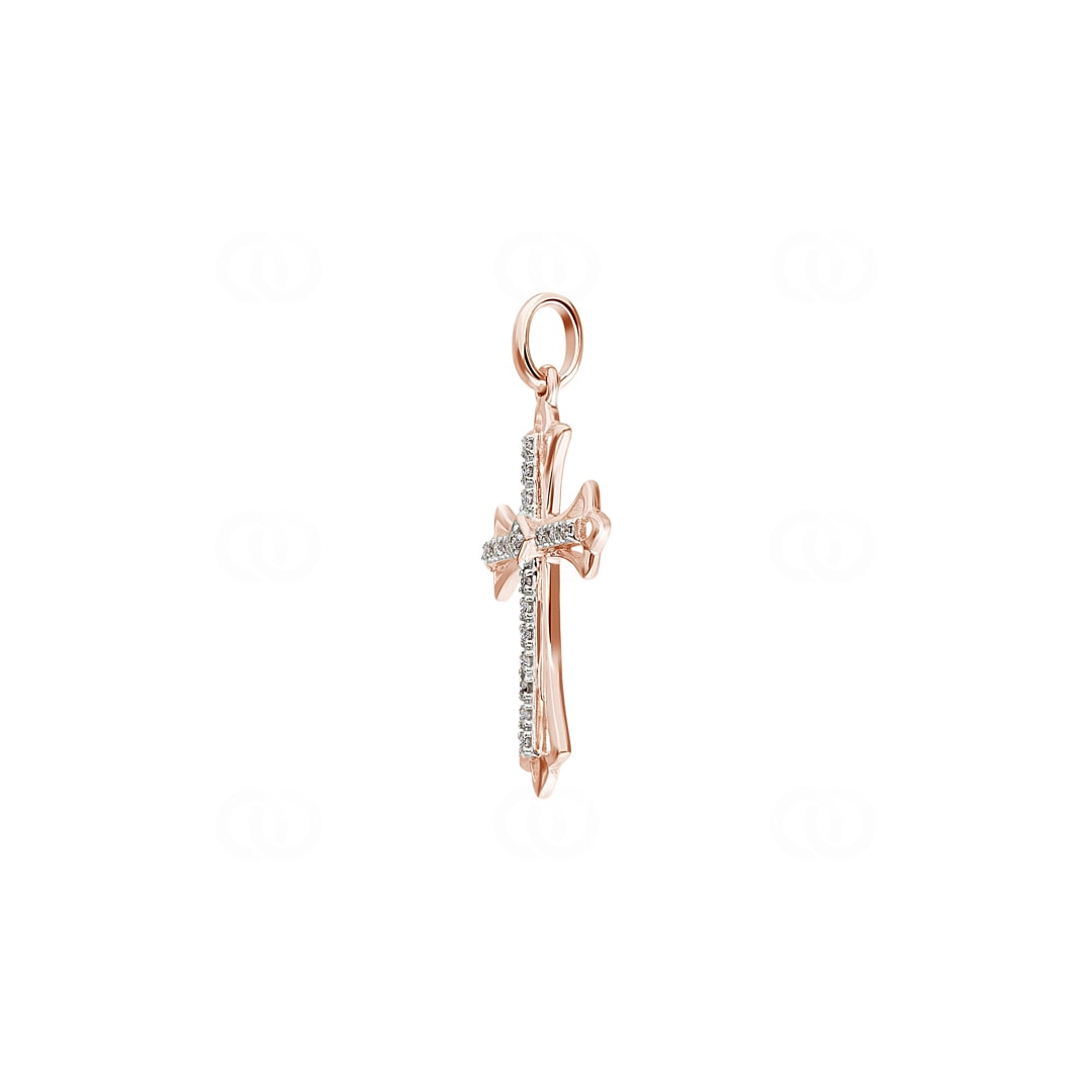 Kreuzanhänger 750/18 K Roségold mit Diamanten 0.05 ct H/si