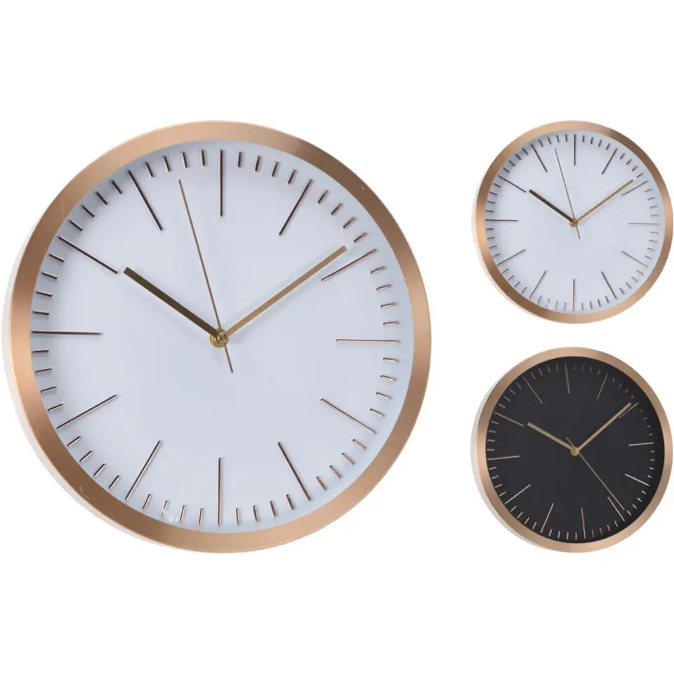 Home and Styling Collection wandklok - rosegoud met wit - 30 cm