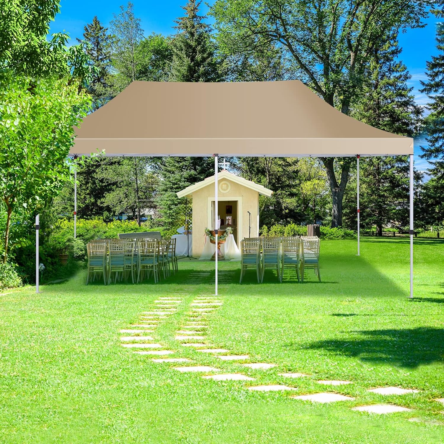 COBIZI Faltpavillon 3X6m Wasserdicht Stabil Pavillon 3x6m, Partyzelt Faltbar Anti-UV mit 6 Seitenwänden, Gartenpavillon Zelt für Hochzeiten, Freien, Garten