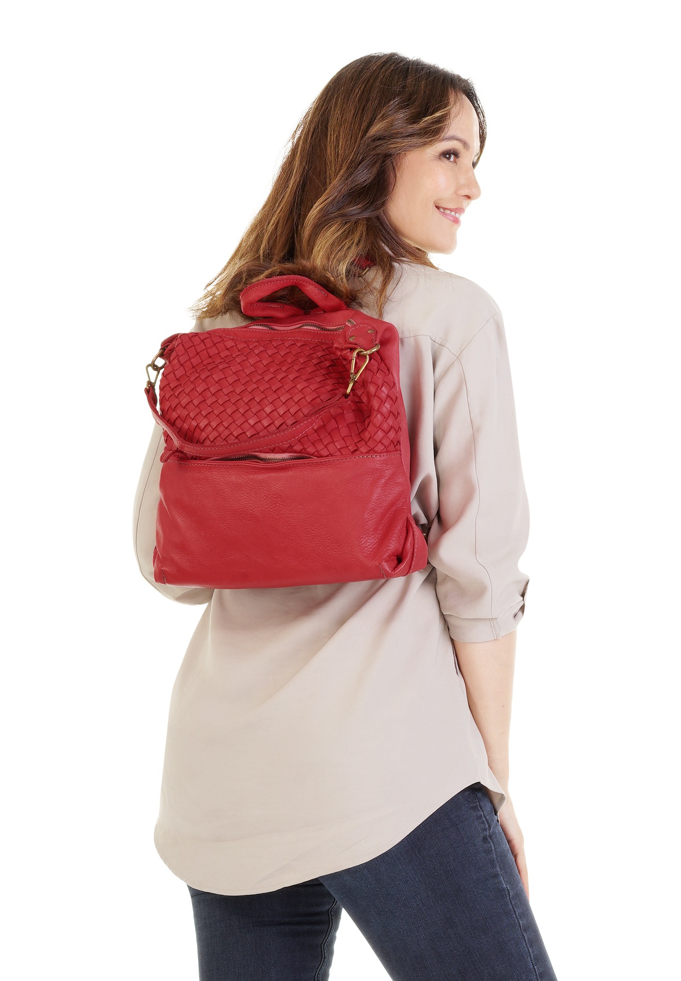 Samantha Look Cityrucksack echt Leder, Made in Italy