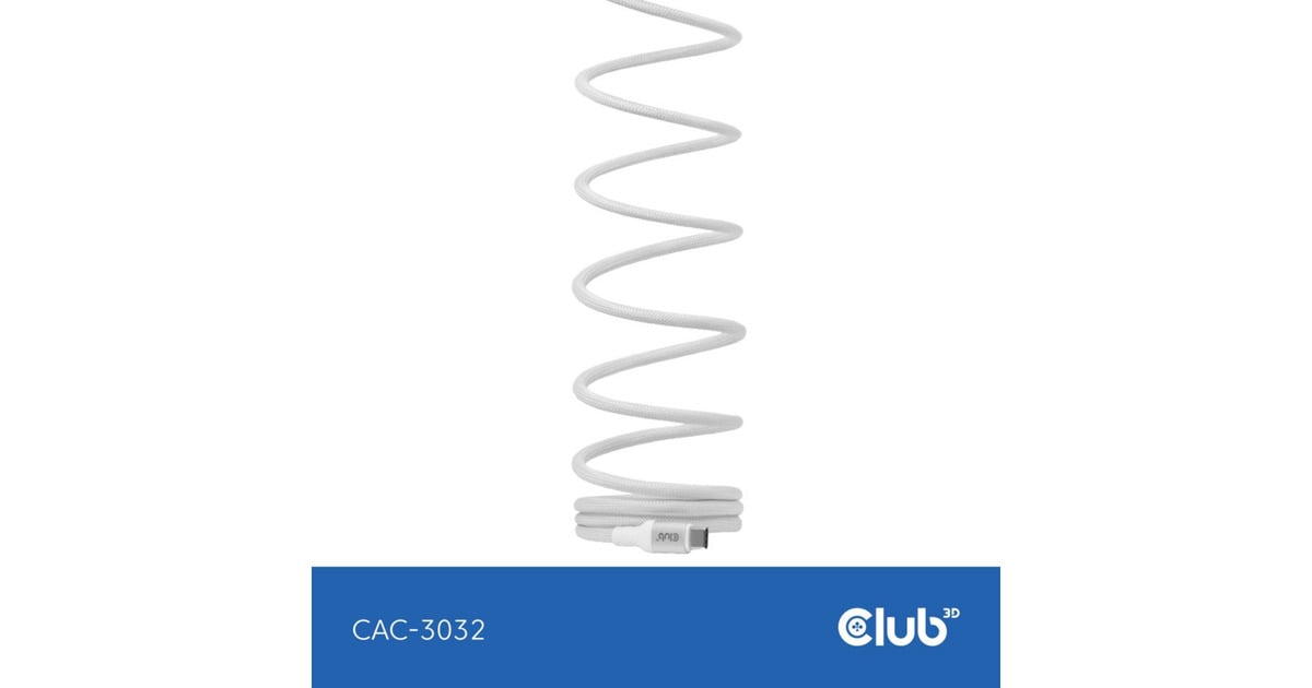 Club 3DUSB-C Magnetic-Coil 240W PD3.1 White Cable, 2 meter kabel  (Wit)