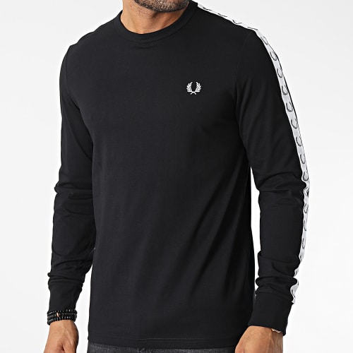 Tee Shirt Manches Longues A Bandes Taped M4621 Noir