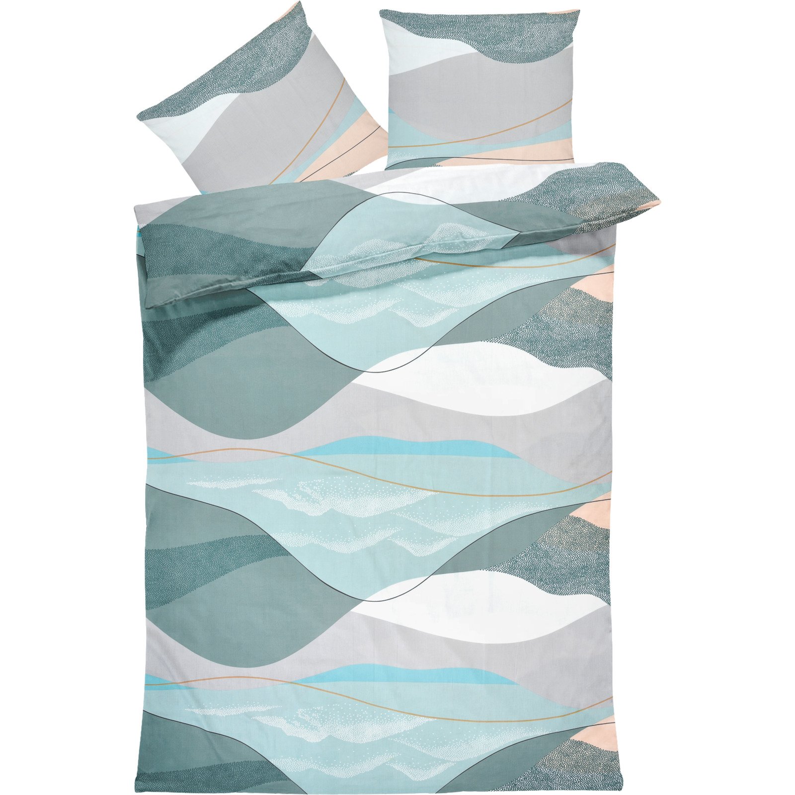 Bettwäsche Satin Wellen mint 50x70 Kissenbezug