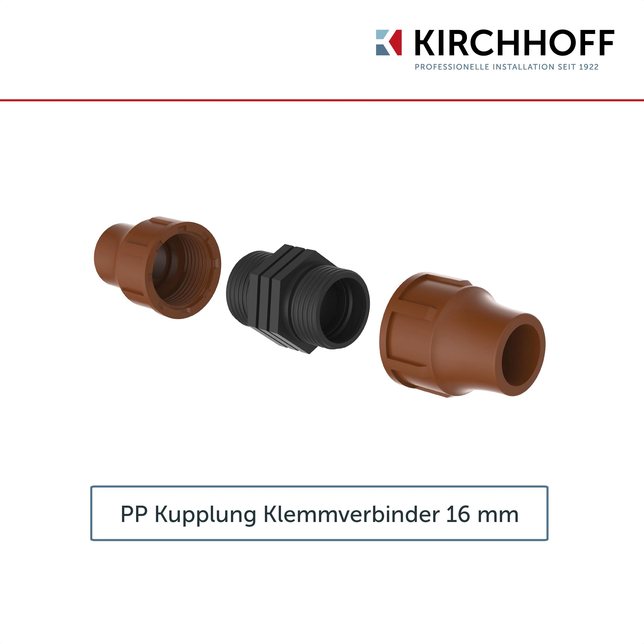 KIRCHHOFF Verbindungsstück für Tröpfchenbewässerung, Schraubverbindung f. Drip-Bewässerung, Gartenbewässerung Made in EU