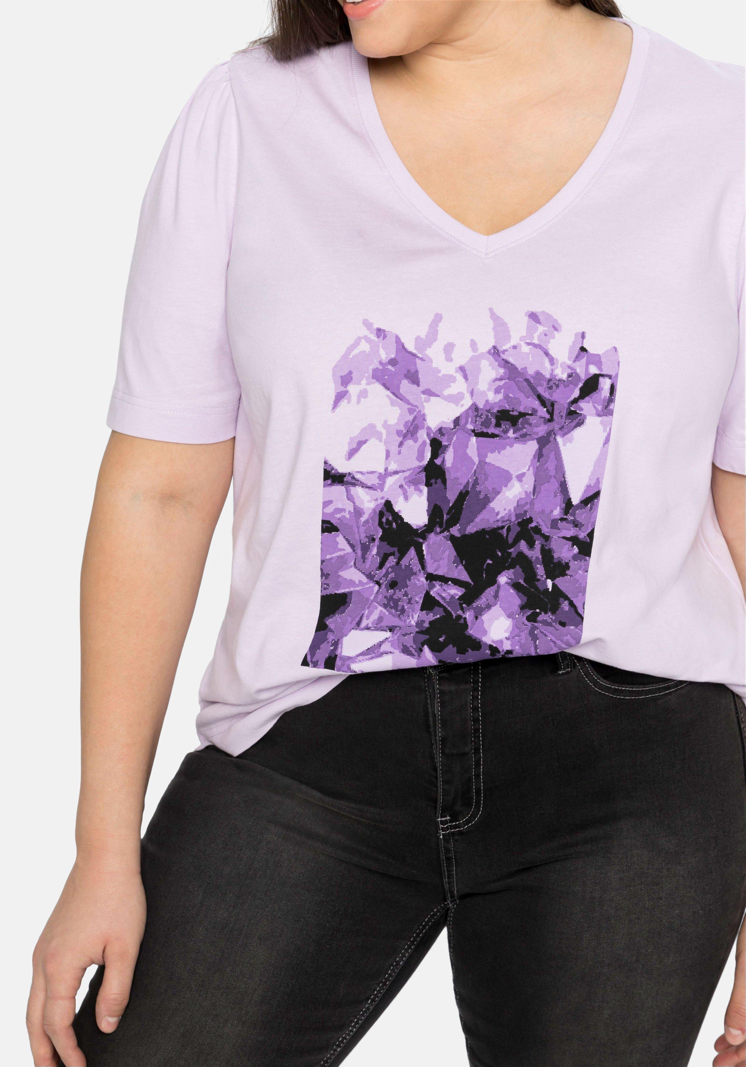 Shirt aus Jersey, mit V-Ausschnitt und Frontdruck