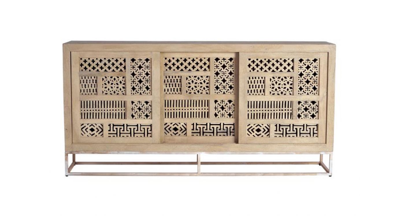 Bahut bois, fer marron 190x40x95cm - bois-fer