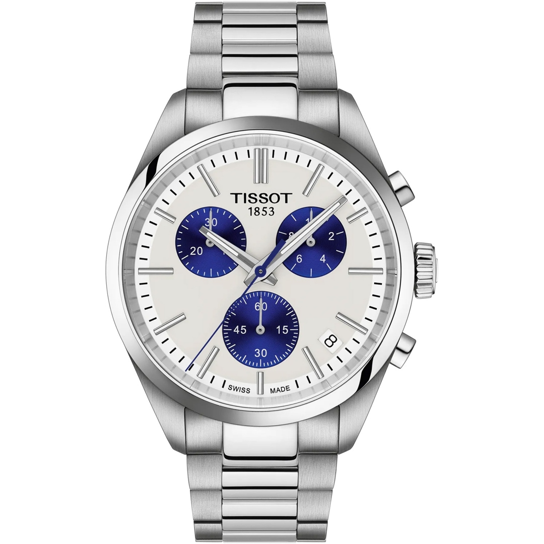 Tissot PR 100 Chronograph 40mm Weiss / Blau
