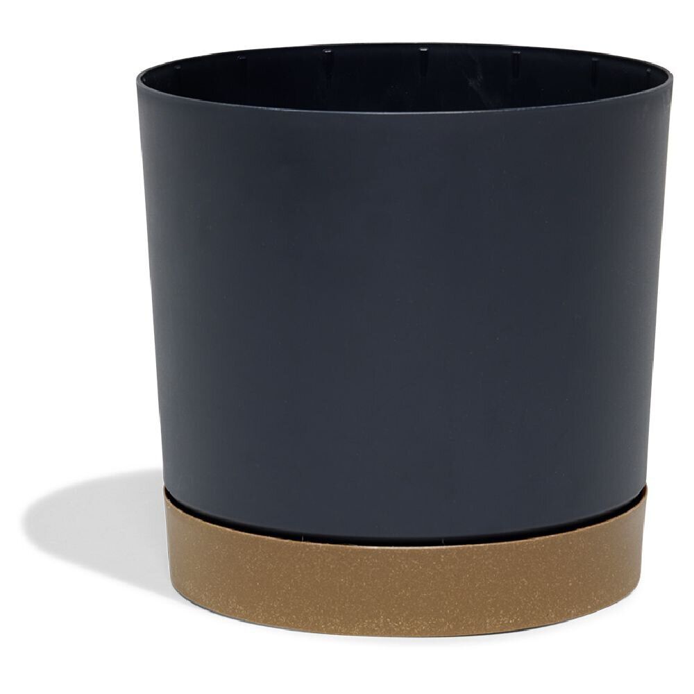 Pot de jardin Tubo plastique gris avec soucoupe marron Ø29,2cm