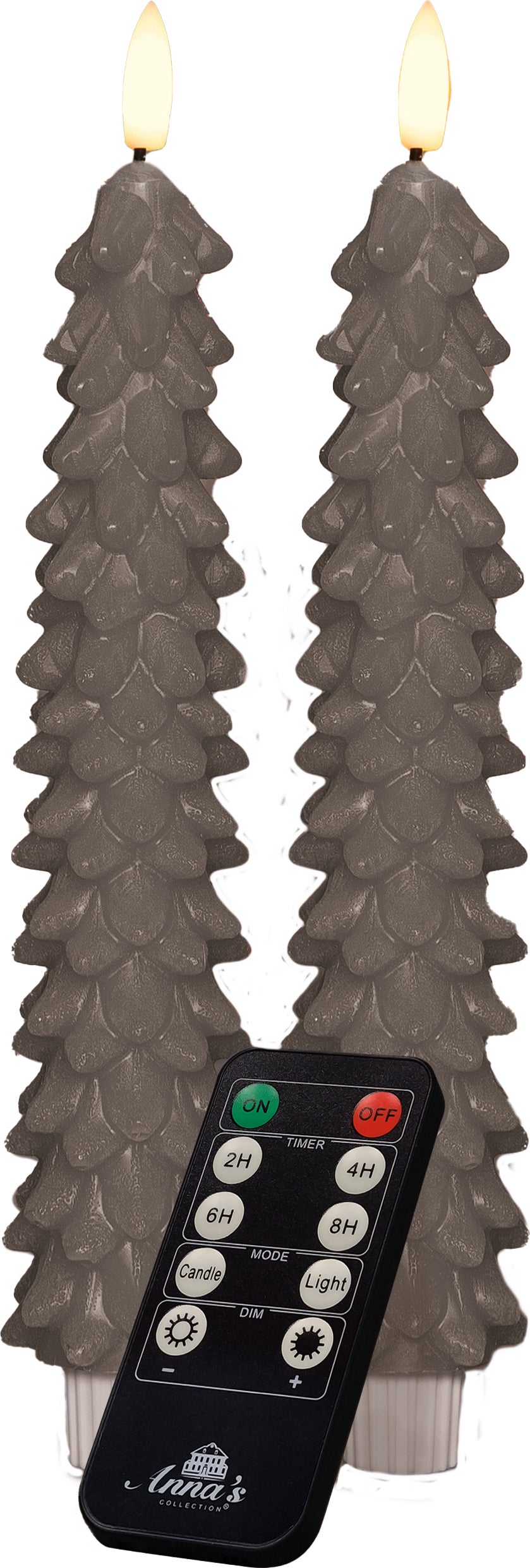 Anna's Collection LED dinerkaars Rambu kerstboom taupe D 2,2 H 23 cm