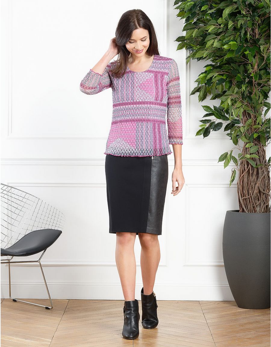 T-shirt rose gaufré