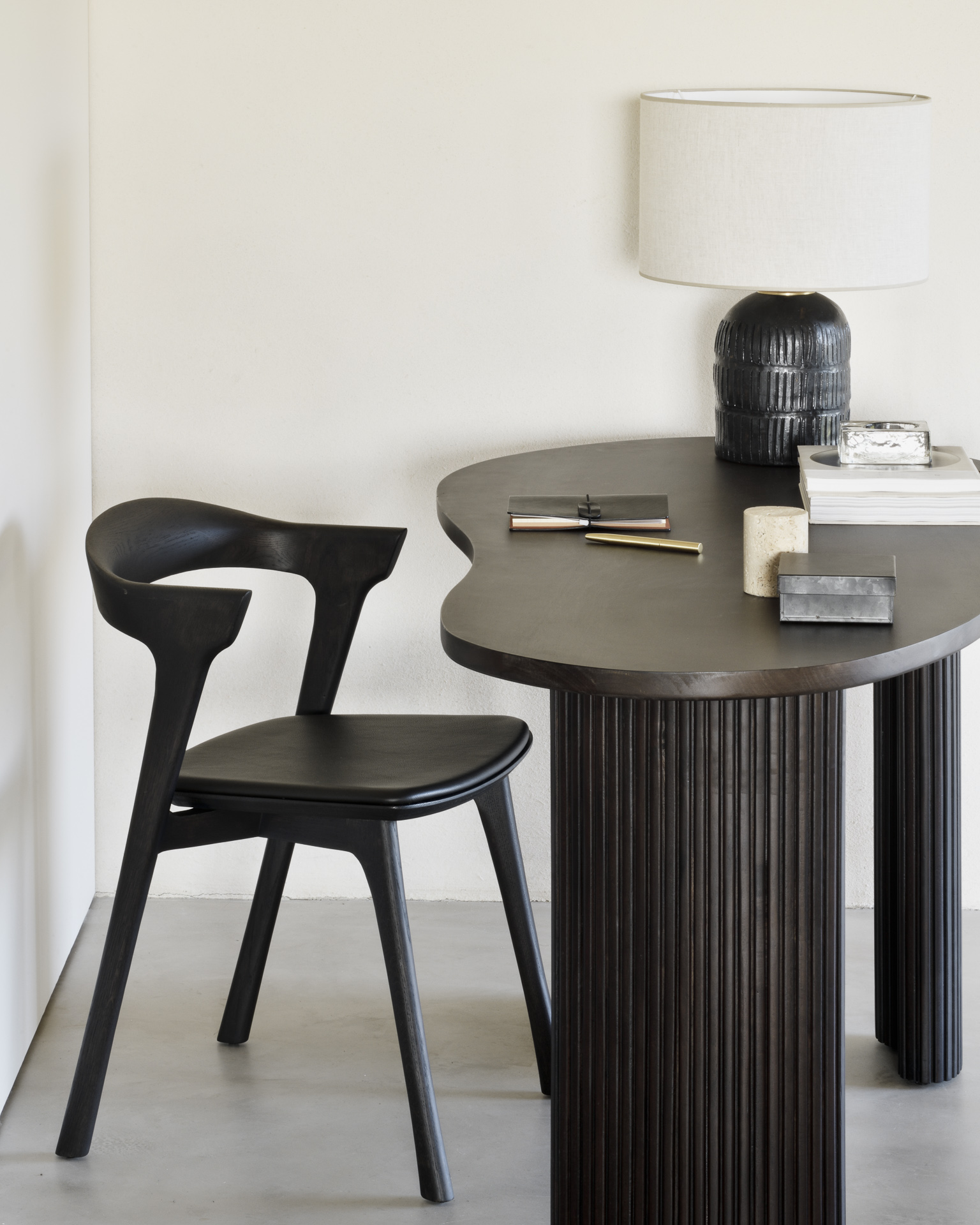 Bok stoel - eiken bruin - bruin leer