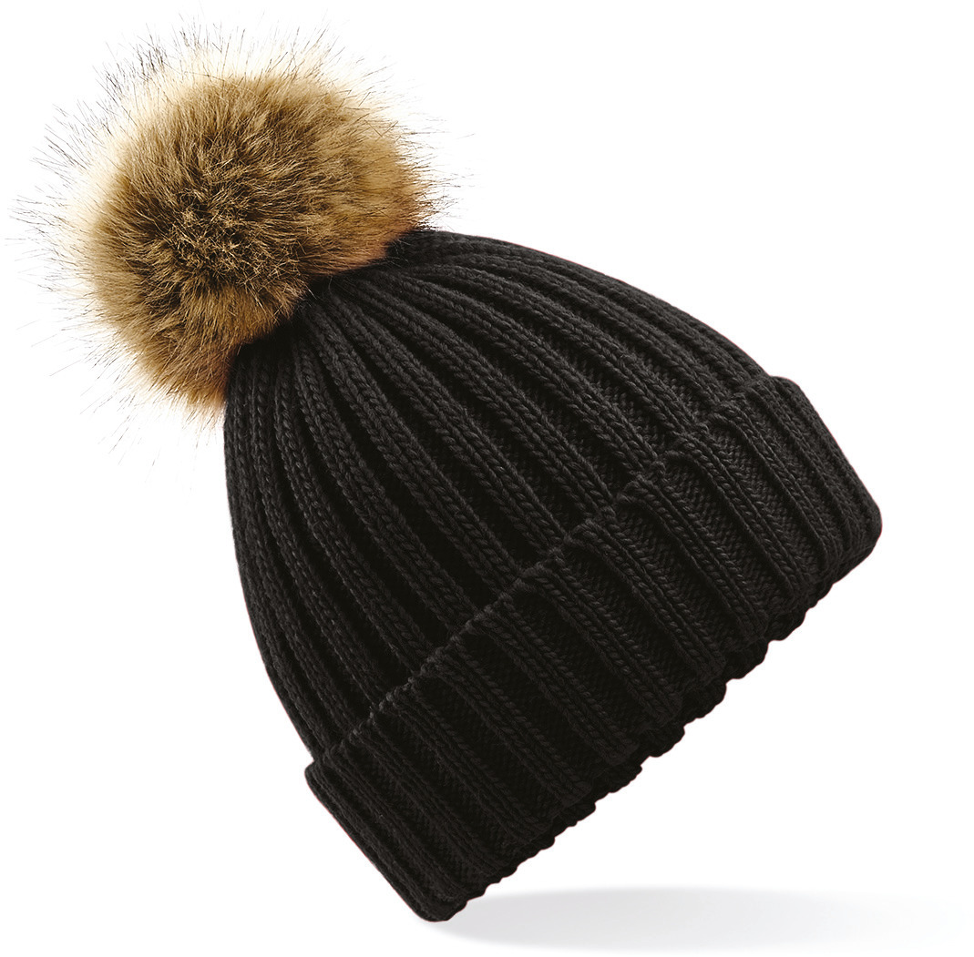 Beechfield B412 - BONNET EPAIS AVEC POMPON EN FAUSSE FOURRURE