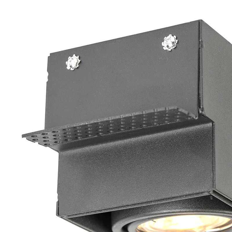 Inbouwspot zwart GU10 draai- en kantelbaar trimless 2-lichts - Oneon