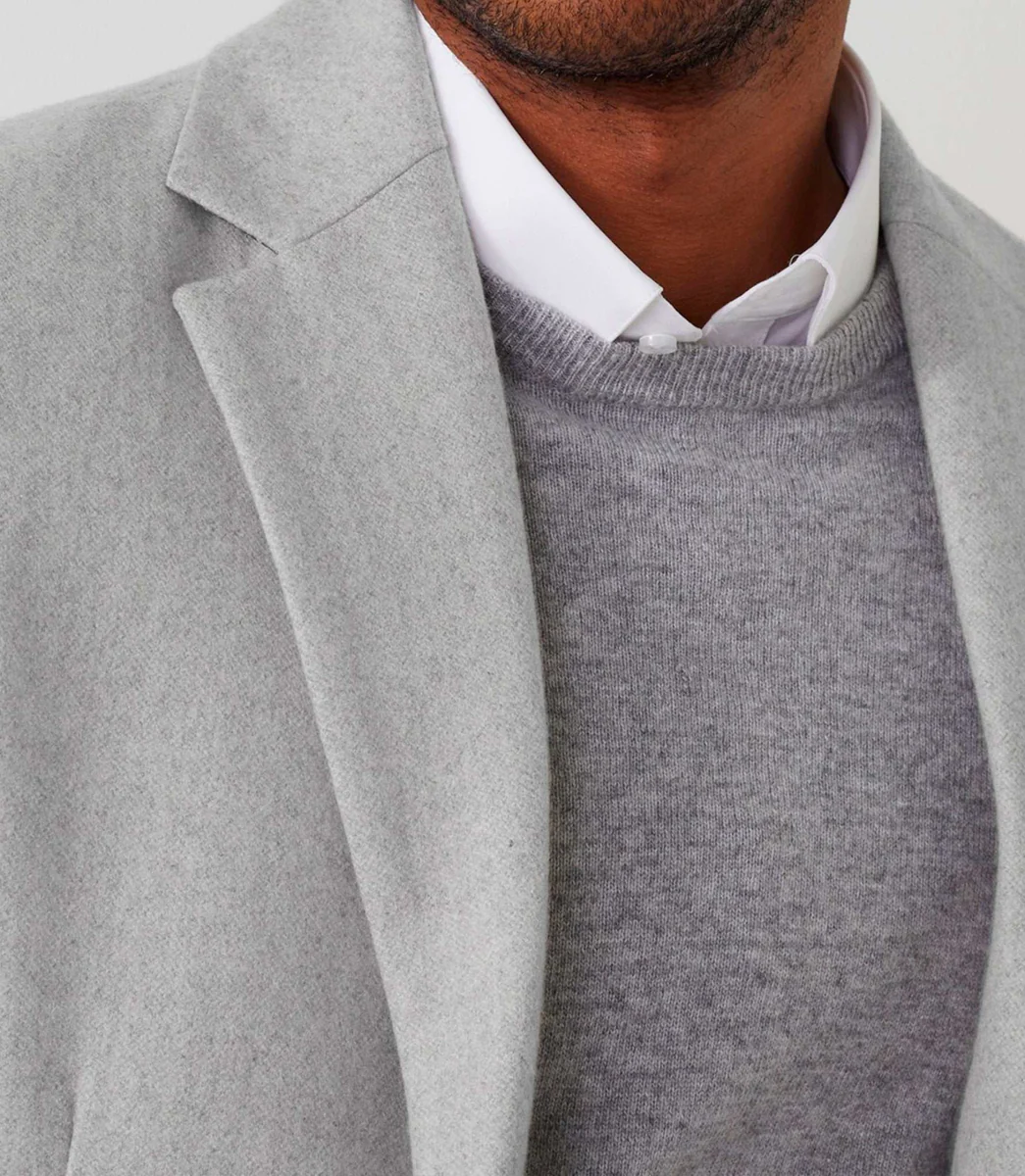 Manteau ville laine mélangé gris clair 
