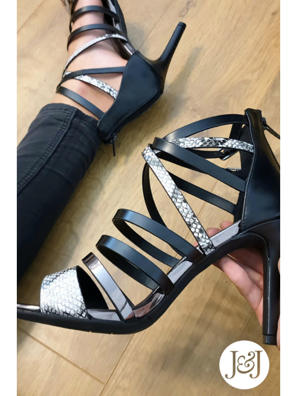 Sandales Python noires 'Ora'