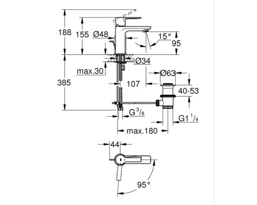 GROHE LINEARE wastafelmengkraan, chroom 23790001