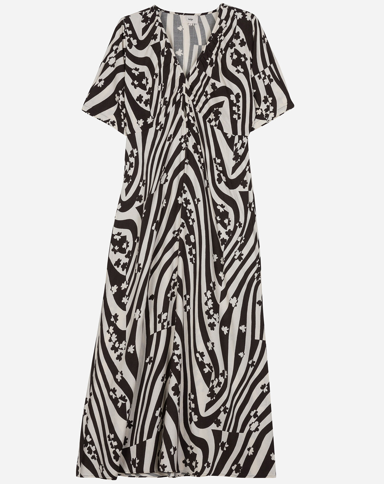 An'ge Robe mi-longue Zoé à motifs noir/blanc