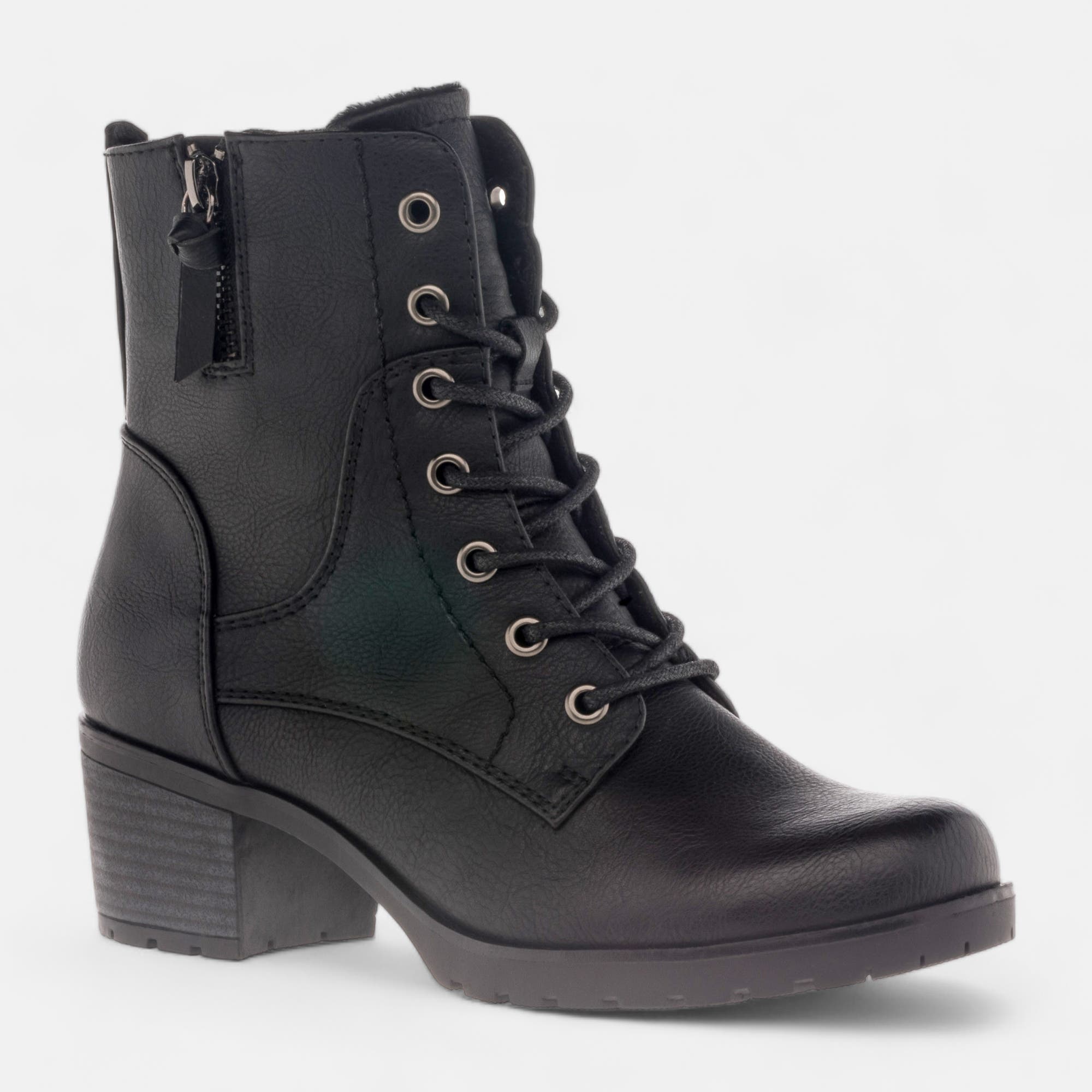 Bottines à lacets à talon Femme noir