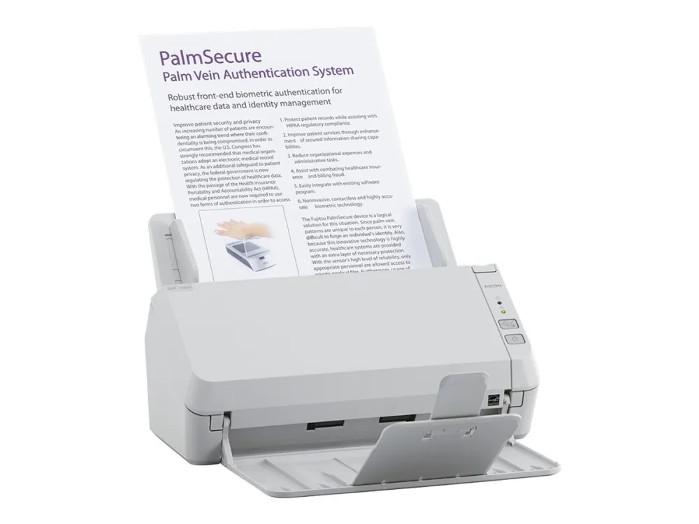 Ricoh SP-1130N - Dokumentscanner - Dual CIS - Duplex - 216 x 355.6 mm - 600 dpi x 600 dpi - op til 30 ppm (mono) / op til 30 ppm (farve) - ADF (50 ark) - op til 4500 scanninger pr. dag - Gigabit LAN, USB 3.2 Gen 1x1