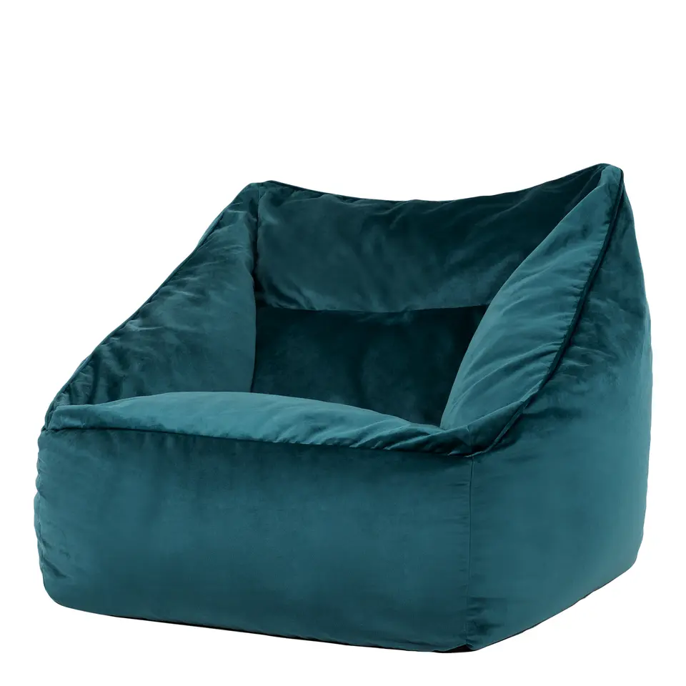 icon Zitzack Natalia - Fluwelen Zitzakfauteuil - Blauwgroen