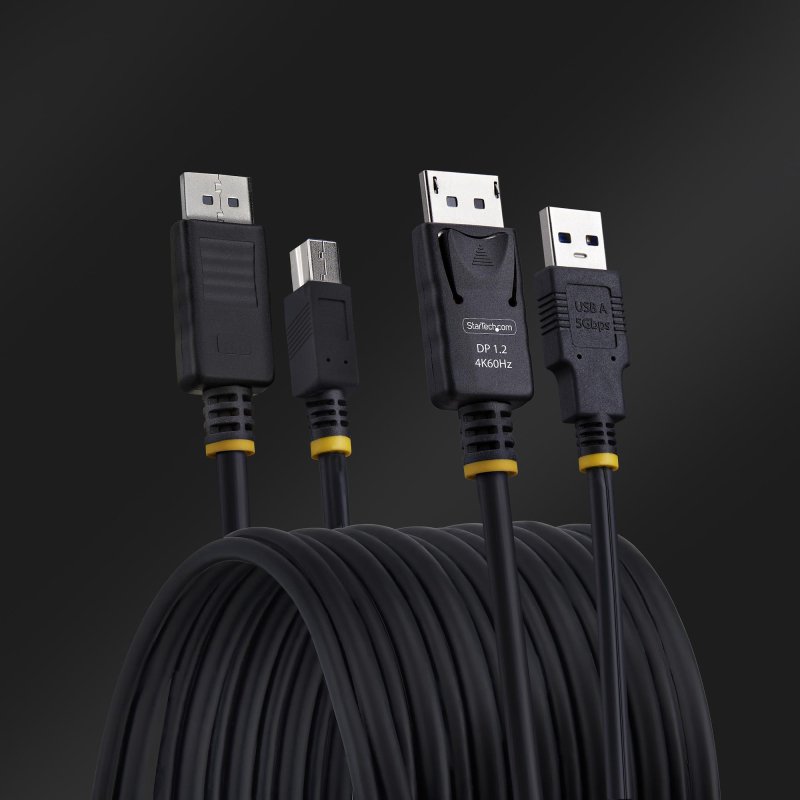 StarTech.com Câble KVM DisplayPort de 3m et USB 5Gbps, 4K 60Hz, Câble Combo DP 1.2 et USB pour Commutateurs/Switchs KVM
