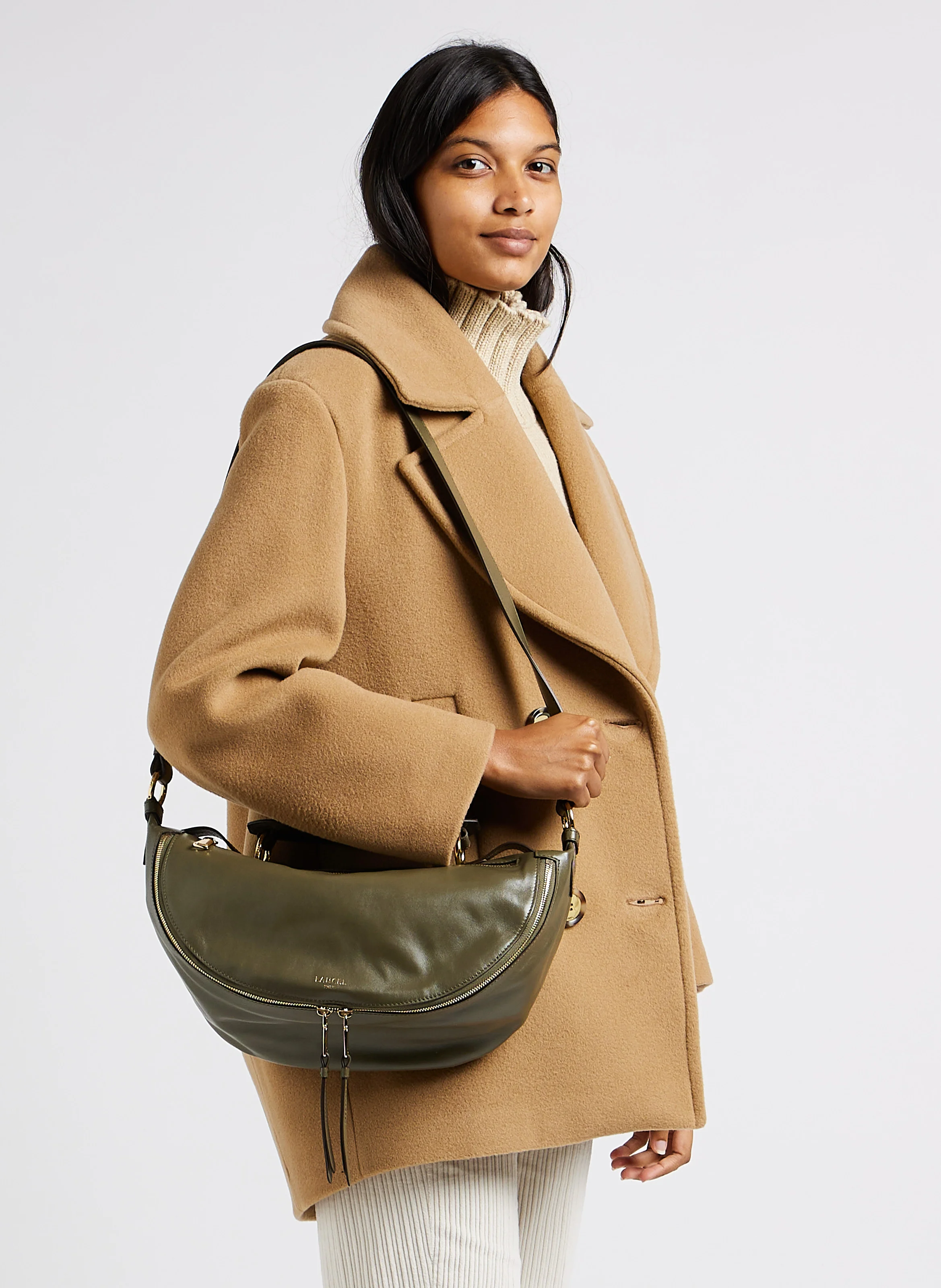 ORIGAMI M - Sac bandoulière en cuir | Kaki