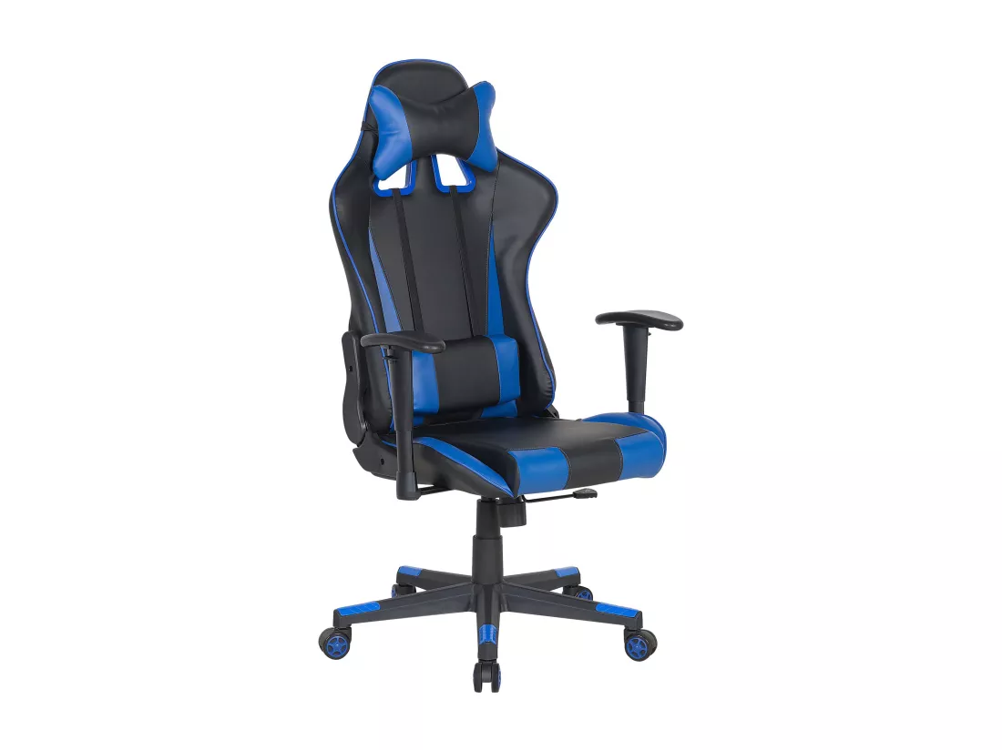 Chaise de bureau GAMER Cuir PU Bleu foncé